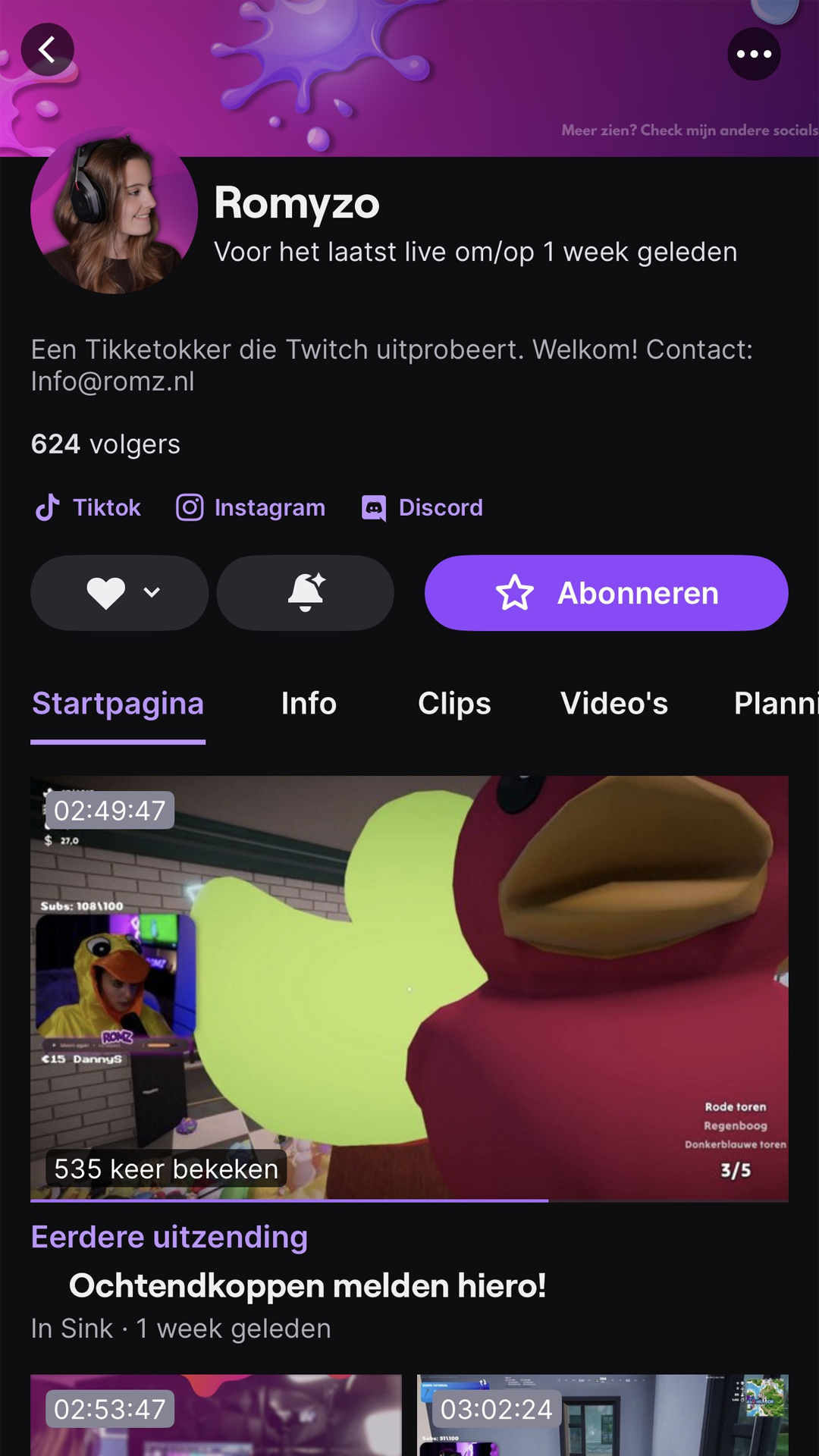 Twitch profiel van Romz